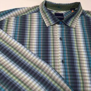 Tommy Bahama Men's 3XB Multicolor Stripe/Check Long Sleeve Shirt w/Contrast Cuff
